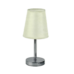 LAMPADA DA TAVOLO LUME COMODINO ABATJOUR ACCIAIO CROMATO TESSUTO CREMA TD-303