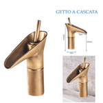 RUBINETTO MISCELATORE VINTAGE BAGNO CANNA BASSA BECCO CASCATA OTTONE T2021