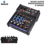 ROBERTAGOR MIXER AUDIO PROFESSIONALE DJ SOUND CONSOLE PORTATILE 4 CANALI BLUETOOTH USB