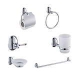 KIT COMPLETO 6 ACCESSORI BAGNO ASTA SAPONE WC GANCIO PORTA ASCIUGAMANO 03903