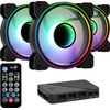 LOT-DE-3-VENTILATEURS-DE-BOITIER-AEROCOOL-MIRAGE-PRO-RGB-12CM--NOIR--AVEC-HUB-ET-TLCOMMANDE