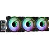 LOT-DE-3-VENTILATEURS-DE-BOITIER-AEROCOOL-MIRAGE-PRO-RGB-12CM--NOIR--AVEC-HUB-ET-TLCOMMANDE