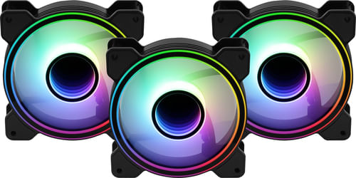 LOT-DE-3-VENTILATEURS-DE-BOITIER-AEROCOOL-MIRAGE-PRO-RGB-12CM--NOIR--AVEC-HUB-ET-TLCOMMANDE