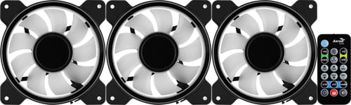 LOT-DE-3-VENTILATEURS-DE-BOITIER-AEROCOOL-MIRAGE-PRO-RGB-12CM--NOIR--AVEC-HUB-ET-TLCOMMANDE