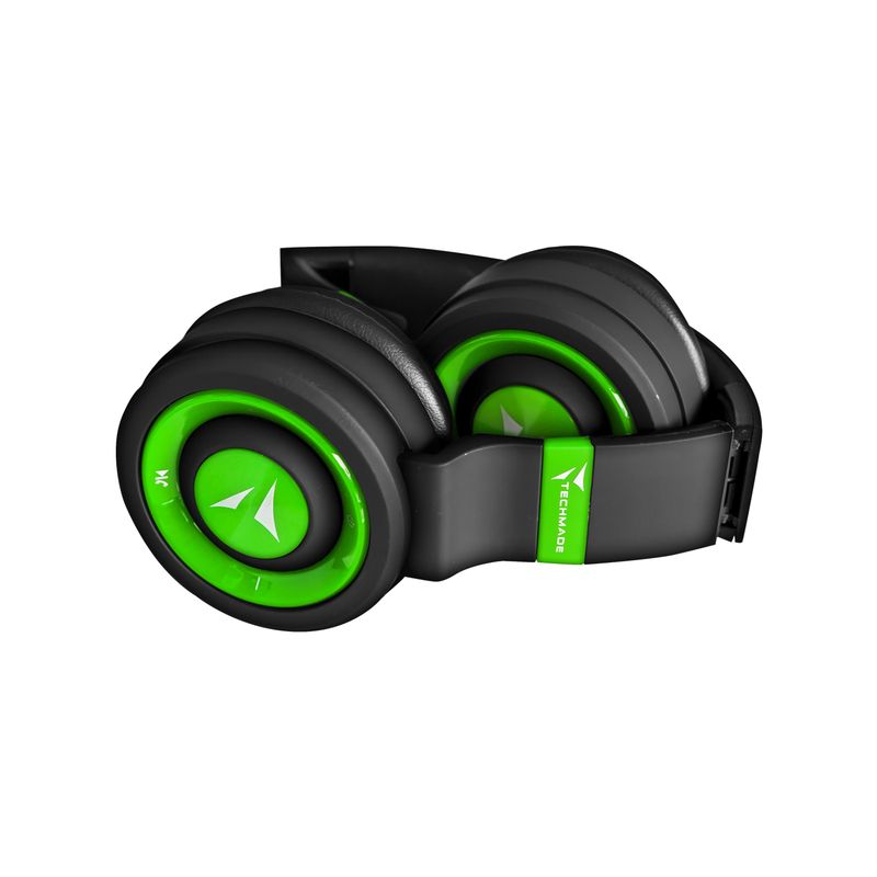 Techmade-TM-046-GR-cuffia-e-auricolare-Con-cavo-e-senza-cavo-A-Padiglione-MUSICA-Micro-USB-Bluetooth-Nero-Verde