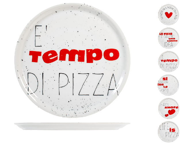 Piatto In Porcellana I Love Pizza, 33Cm, Multicolore