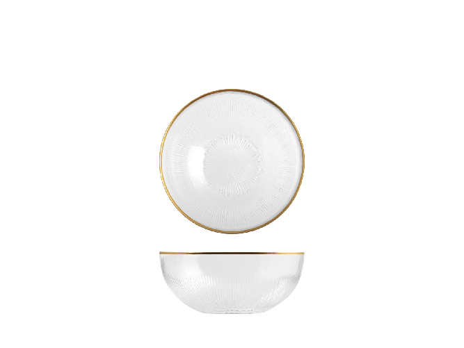 Coppetta In Vetro Trasparente Bordo Oro, Trasure, 15X6,5Cm