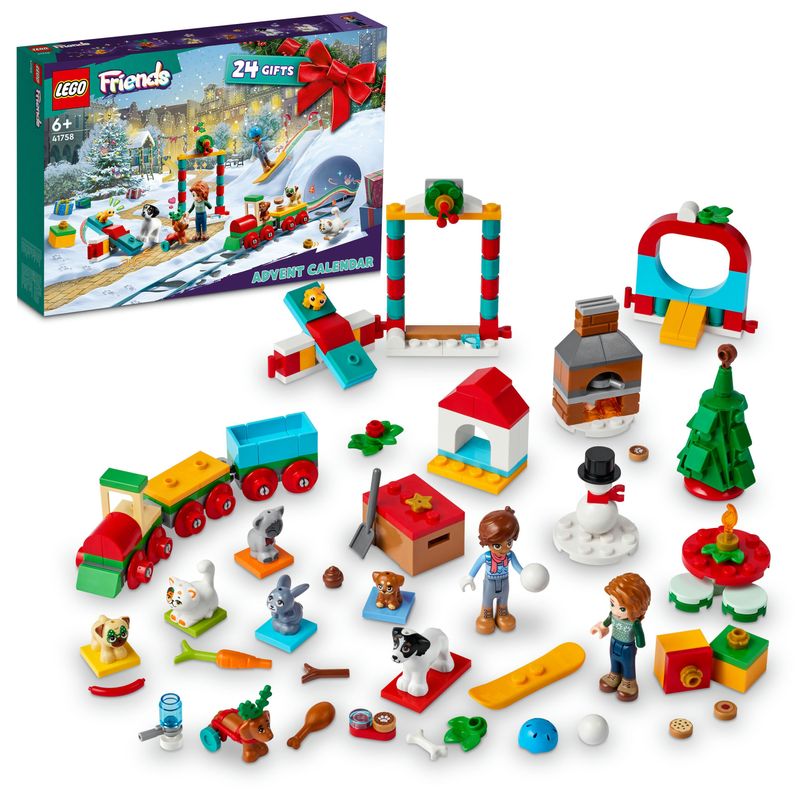 LEGO-Friends-41758-Calendario-dell-Avvento-2023-24-Regali-a-Sorpresa-con-Tappetino-da-Gioco-Regalo-di-Natale-per-Bambini