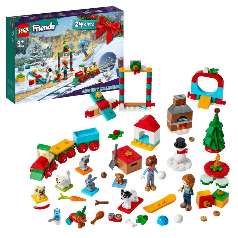 LEGO-Friends-41758-Calendario-dell-Avvento-2023-24-Regali-a-Sorpresa-con-Tappetino-da-Gioco-Regalo-di-Natale-per-Bambini