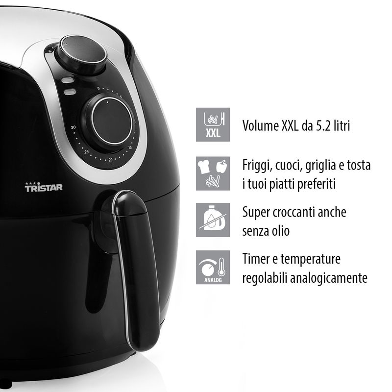 Tristar-Friggitrice-Elettrica-Ad-Aria-Xxl-Lt-5-Plastica-Nero-E-Argento