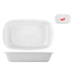Pirofila rettangolare di colore bianco  di cm 35x21