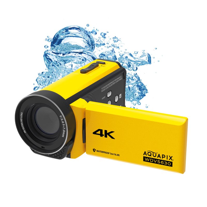 Aquapix-WDV5630-Videocamera-palmare-13-MP-4K-Ultra-HD-Giallo