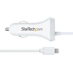 StarTech.com-Caricatore-da-auto-USB-con-cavo-Lightening-a-spirale-integrato-1m--Adattatore-accendisigari-a-2-porte-USB-per-Cellulari-Tablet-iPhone--Carica-Batterie-per-auto-12W---Bianco--USBLT2PCARW2-