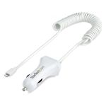 StarTech.com-Caricatore-da-auto-USB-con-cavo-Lightening-a-spirale-integrato-1m--Adattatore-accendisigari-a-2-porte-USB-per-Cellulari-Tablet-iPhone--Carica-Batterie-per-auto-12W---Bianco--USBLT2PCARW2-