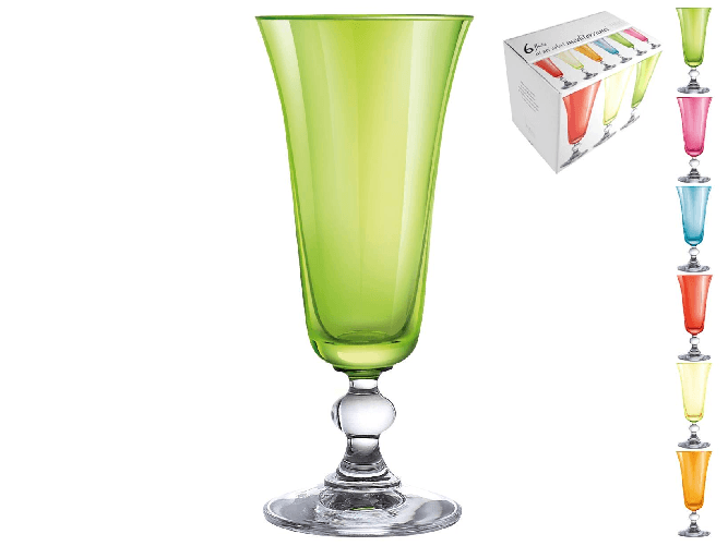 Set 6 Calici  H&H in vetro  Mediterraneo Flute 15 cl assortiti