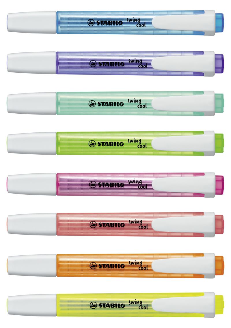 STABILO-Swing-Cool-evidenziatore-8-pezzo-i--Blu-Verde-Arancione-Rosa-Rosso-Viola-Giallo-Punta-sottile-smussata