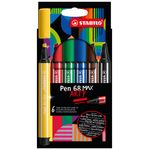 STABILO Pen 68 MAX marcatore Nero, Blu, Marrone, Verde, Rosso, Giallo 6 pz