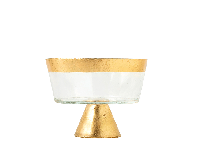 Coppa H&H Goldie Foglia Oro Cm15 Vetro