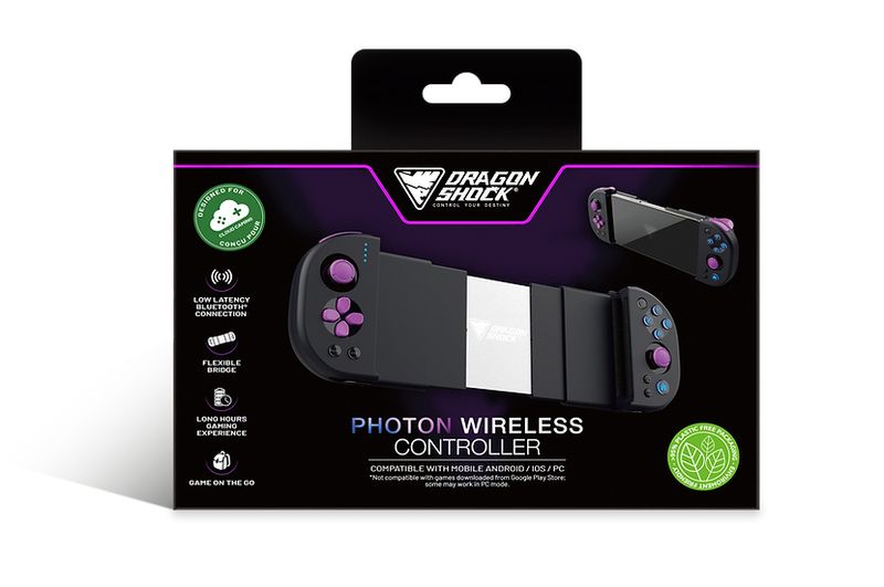 Dragonshock-Photon-Nero-Bluetooth-USB-Gamepad-Analogico-Digitale-Android-PC-iOS