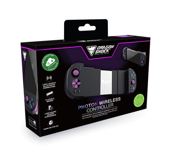 Dragonshock-Photon-Nero-Bluetooth-USB-Gamepad-Analogico-Digitale-Android-PC-iOS