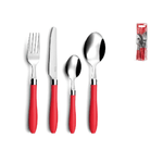 Amefa Set Posate, Acciaio Inox, 16 Pezzi, 8x6x27 Cm Rosso Grigio