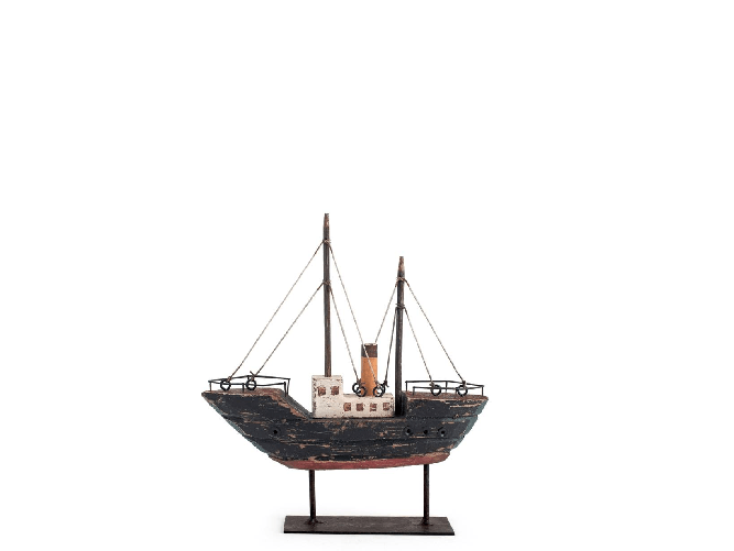 H&h Egeo Barca In Legno, 18x4x19hcm