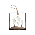 H&h Egeo Pendente Quadro In Metallo Con Cavallucci Marini In legno