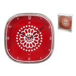 H&h Orologio Parete Quadrato Decoro Ellen Rosso 30 Cm