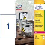 Avery L4775-20 etichetta autoadesiva Rettangolo con angoli arrotondati Permanente Bianco 20 pz