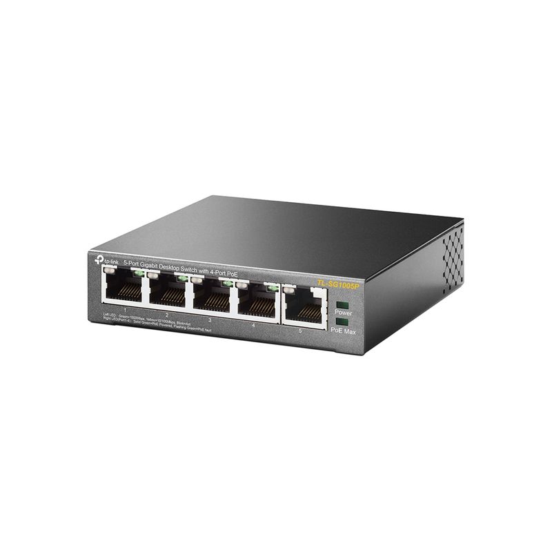 TP-LINK-TL-SG1005P-Non-gestito-Gigabit-Ethernet--10-100-1000--Supporto-Power-over-Ethernet--PoE--Nero