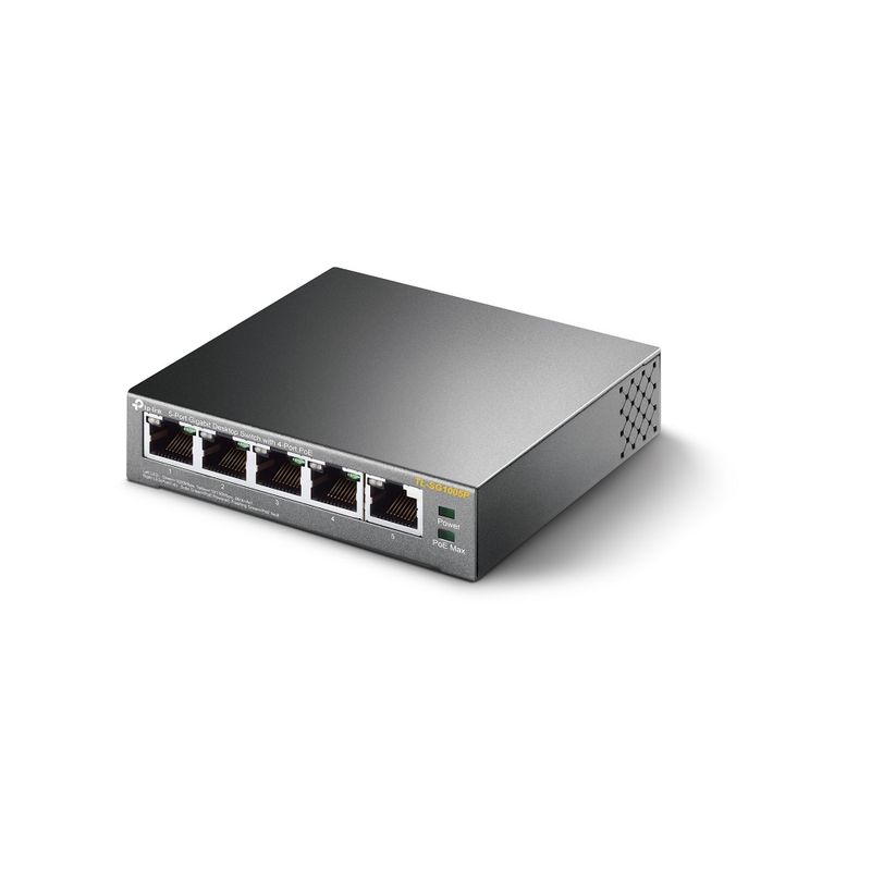 TP-LINK-TL-SG1005P-Non-gestito-Gigabit-Ethernet--10-100-1000--Supporto-Power-over-Ethernet--PoE--Nero