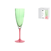 Confezione di 6 calici modello Kate Optical Flute di cl 22 di colore verde e rosa