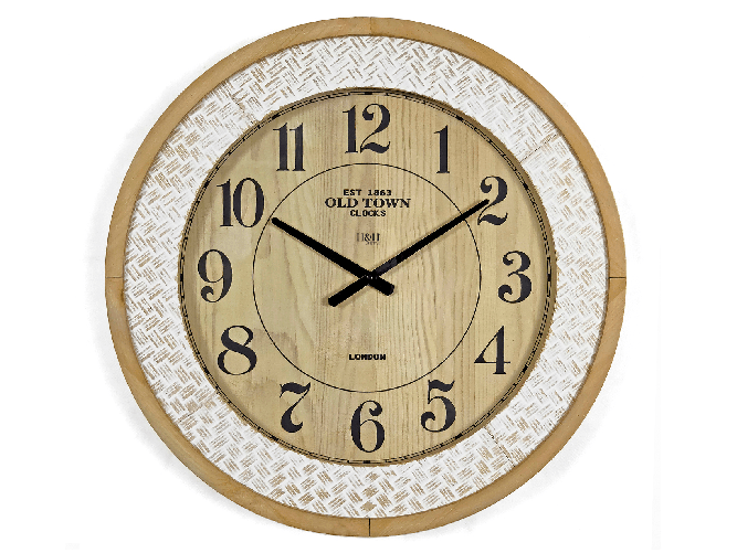 Orologio Parete, Forma Tonda, Cm 60 In Legno, Marca H&H
