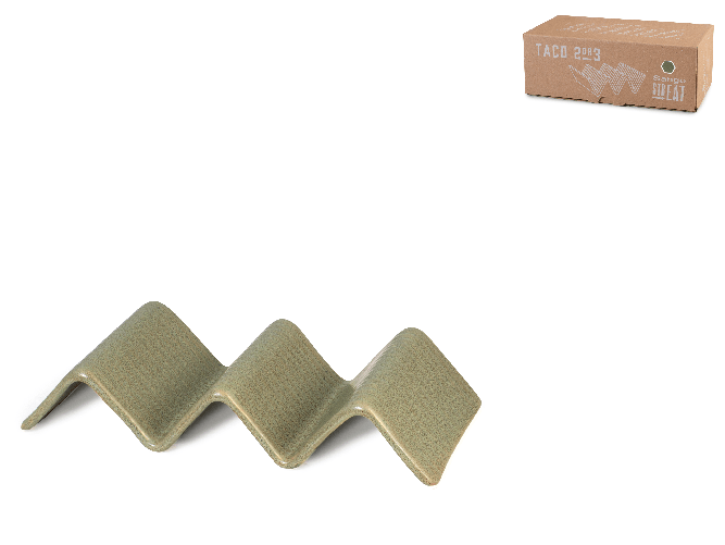 Set 2 Porta Tacos In Stoneware Verde 2/3P, Modello Streat