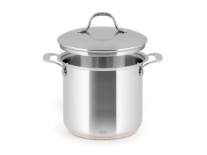 H&H Pentola in acciaio inox con fondo filo rame con coperchio cm 20