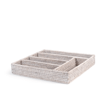 H&H Porta posate in rattan sbiancato 5 posti cm 34x32x6