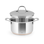 H&h Casseruola Alta In Acciaio Inox Con Fondo Filo Rame Con Coperchio Cm 22