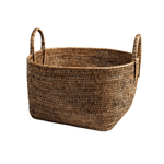 H&h Cesto In Rattan Con Manici Forma Tonda Cm 49X28H.