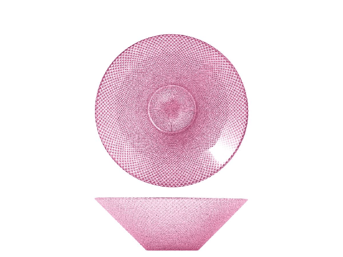 Set di 6 coppe in vetro rosa, diametro 24 Cm Glam H&H
