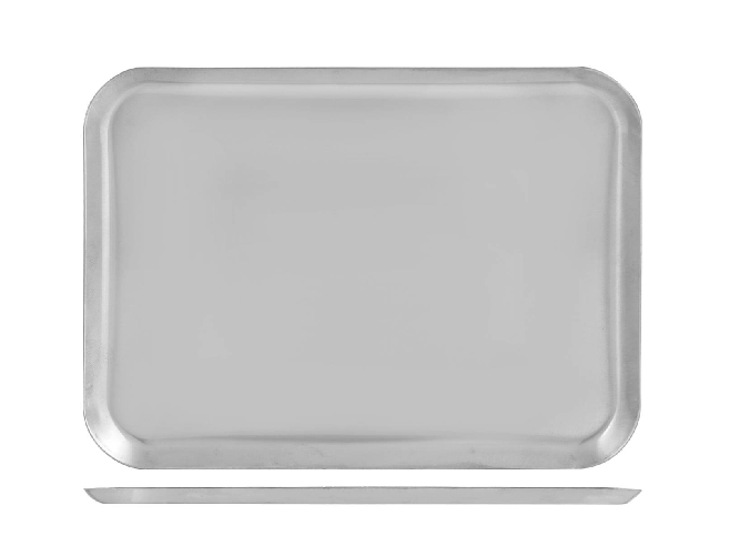 Vassoio Inox pasticceria Rettangolare Cm 26x19 Grigio Home