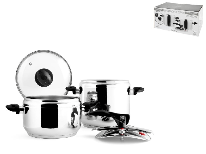 Set 2 Pentole A Pressione Inoxcook In Acciaio Inox Triplo Fo Grigio Inoxpran