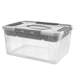Box Hubert 39x29x18 Vassoio Grigio-11103 Trasparente Keeeper
