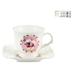 Confezione 6 Tazzine Caffe' In Porcellana Decoro Fiori Rosa Co Royal Norfolk