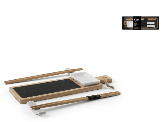 Sushi Box 9 Pezzi In Ardesia E Bambu' Cm9x28 H&H