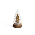 H&h Albero Natale H&H in vetro con led su base legno H16cm