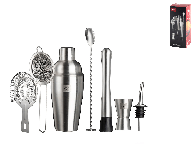 Set 7 Pezzi Cocktail Vacu Vin Cocktail Set Plus Acciacio Inox - 7889361