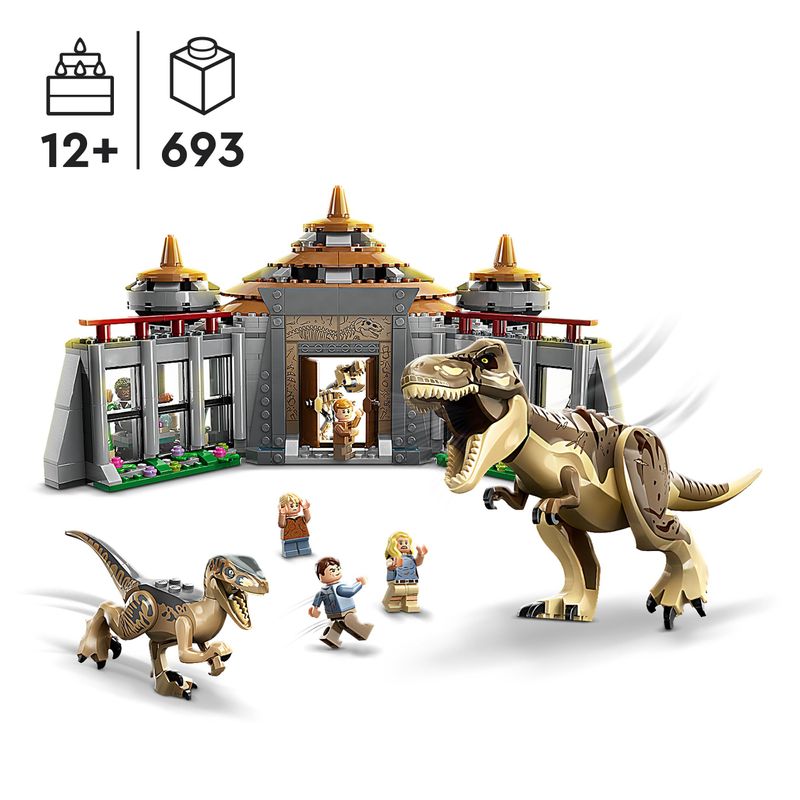 LEGO-Jurassic-Park-76961-Centro-Visitatori--l’Attacco-del-T.-Rex-e-del-Raptor-Set-con-2-Dinosauri-Giocattolo-e-6-Minifigure