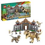 LEGO-Jurassic-Park-76961-Centro-Visitatori--l’Attacco-del-T.-Rex-e-del-Raptor-Set-con-2-Dinosauri-Giocattolo-e-6-Minifigure