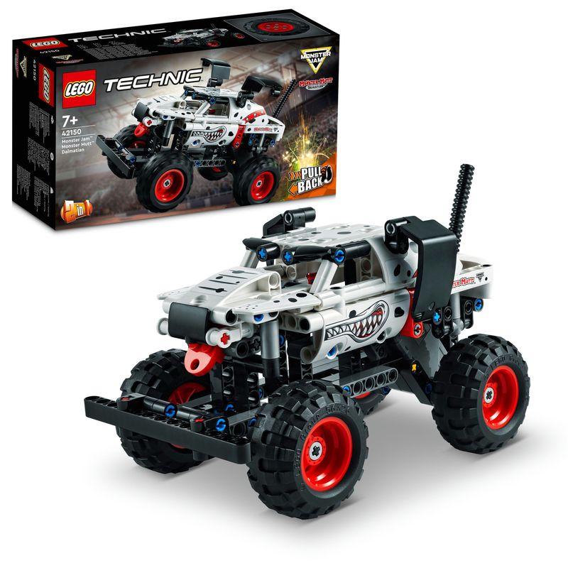 LEGO-Technic-42150-Monster-Mutt-Monster-Jam-Dalmata-Set--2-in-1-con-Pull-Back-Auto-Offroad-Monster-Truck-e-Camion-Giocattolo