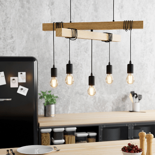 Lampadario-Industrial-Townshend-5-Luci-Metallo-Nero-E-Marrone